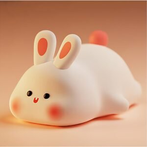 Cute Rabbit Night Lamp Rechargeable Silicone Bunny Light with Touch Control